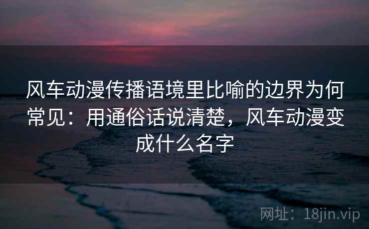 风车动漫传播语境里比喻的边界为何常见：用通俗话说清楚，风车动漫变成什么名字